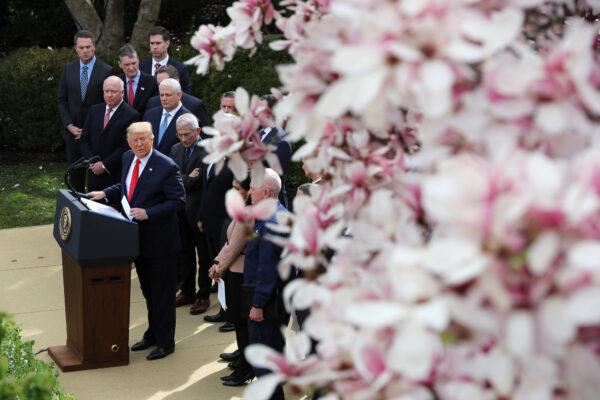 President Donald Trump speaks during a news conference about the ongoing global coronavirus pandemic in the Rose Garden of the White House in Washington on March 13, 2020. (Chip Somodevilla/Getty Images)