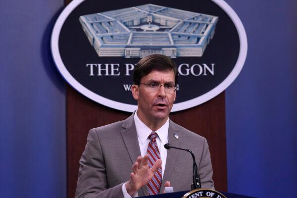 U.S. Defense Secretary Mark Esper speaks during a briefing at the Pentagon in Washington, on March 2, 2020. (Susan Walsh/AP Photo)