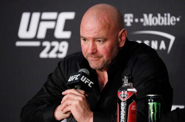 Dana White, president of the UFC, speaks at a news conference after the UFC 229 mixed martial arts event in Las Vegas on Oct. 6, 2018. (John Locher/AP Photo)