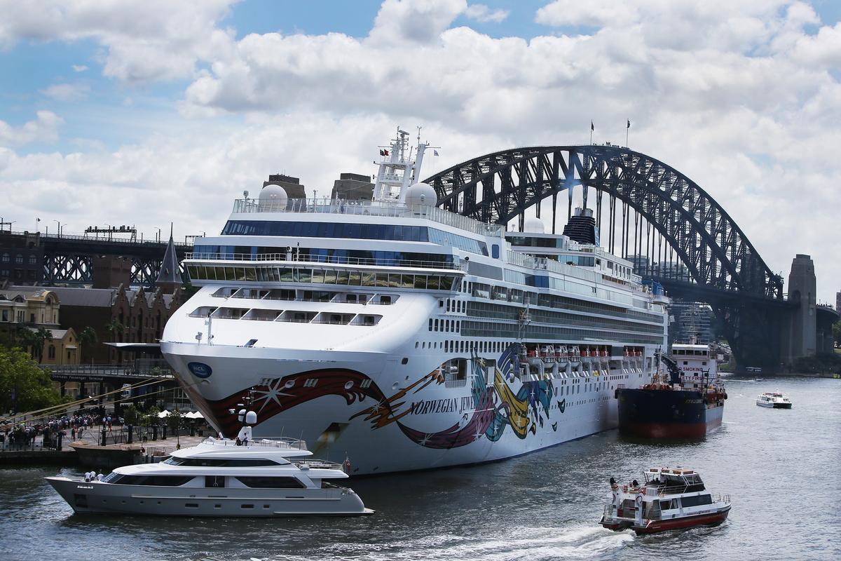 The Norwegian Jewel cruise ship is in lock down while health authorities test a man for Coronavirus in Sydney, Australia, on Feb. 14, 2020. (Lisa Maree Williams/Getty Images)