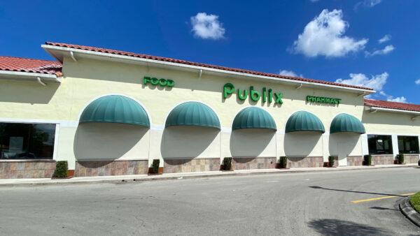 General overall exterior view of Publix supermarket, in Royal Palm Beach, Fla., on March 13, 2020, (Steve Mitchell/Image of Sport via AP)