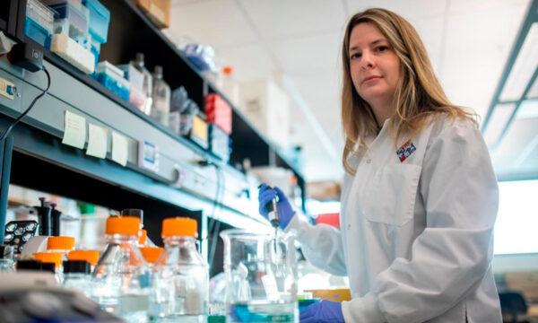 Alyson Kelvin, who is working on different virus solutions, at her University of Saskatchewan lab inside VIDO-InterVac in Saskatoon, on March 13, 2020. (Liam Richards/The Canadian Press)