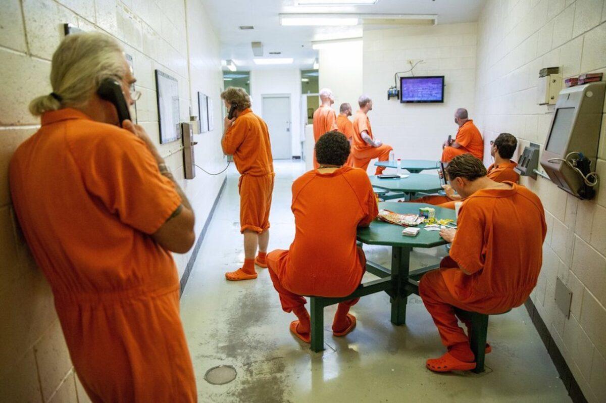Inmates pass the time within their cell block at the Twin Falls County Jail in Twin Falls, Idaho, in 2018. (Pat Sutphin/File/The Times-News via AP)
