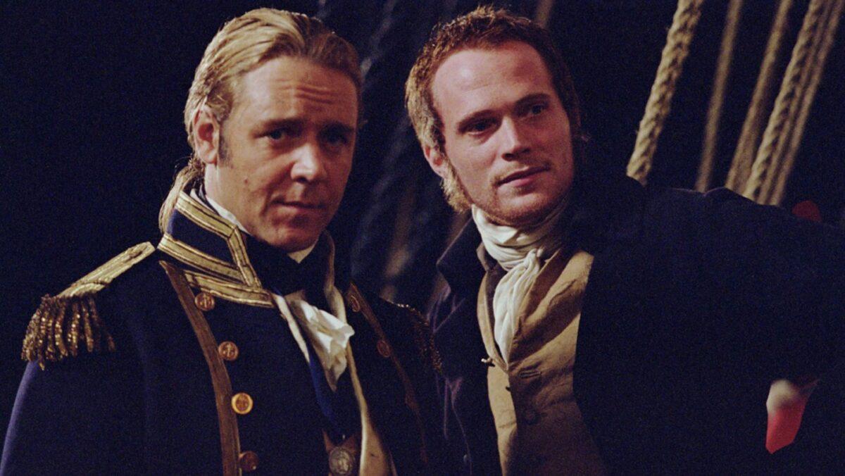 Russel Crowe (L) and Paul Bettany in “Master and Commander: The Far Side of the World.” (Twentieth Century Fox)