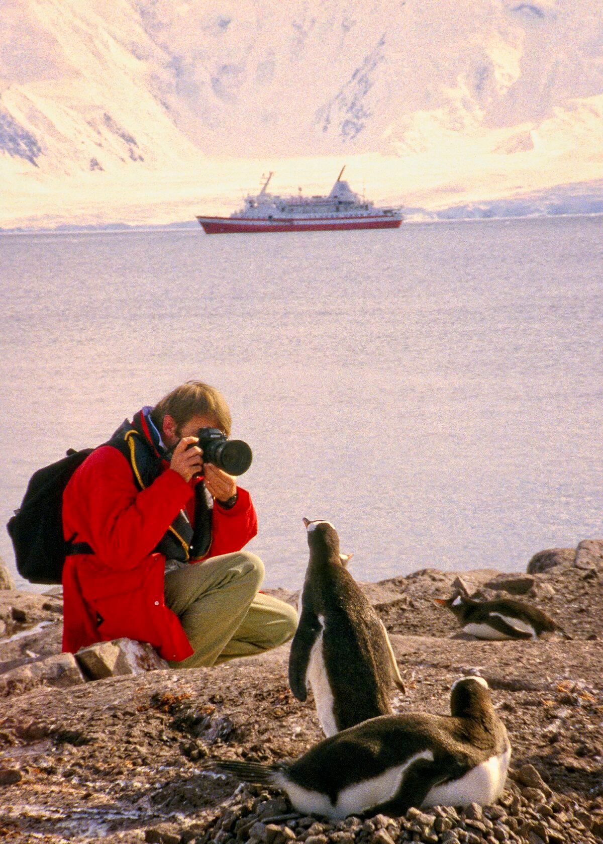 Tourists love that it’s so easy to get truly close-up photos of penguins. Often penguins waddle right up to you and all but pose. (Copyright Fred J. Eckert)