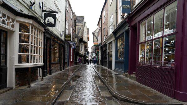 The Shambles, one of the most famous streets in York, is almost empty as the UK adjusts to life under the CCP virus pandemic, in York, United Kingdom, on March 18, 2020. (Ian Forsyth/Getty Images)