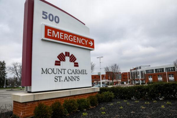 Mount Carmel St. Ann's Hospital in Columbus, Ohio, on March 23, 2020. (Charlotte Cuthbertson/The Epoch Times)
