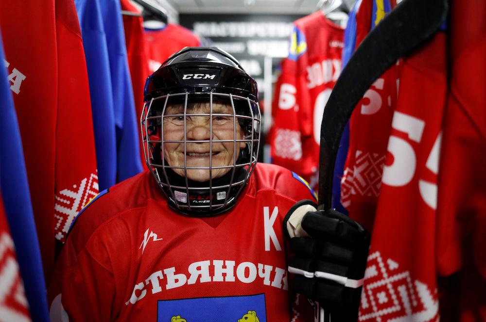 Fyodorova poses for a photo at a locker room before a match. (REUTERS/Evgenia Novozhenina)