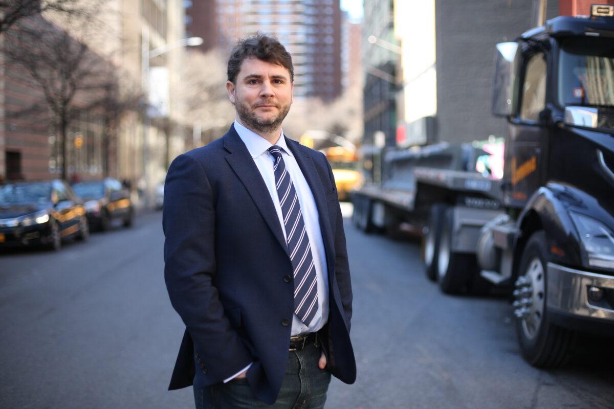 James Lindsay, co-founder of New Discourses, in New York on March 7, 2020. (Brendon Fallon/The Epoch Times)