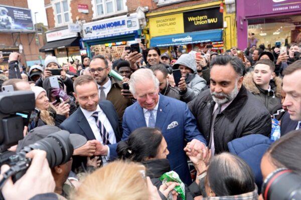 Britain's Prince Charles leaves after visiting the TK Maxx Tooting store in London on Feb. 4, 2020. (Jeff Spicer/Pool via Reuters)