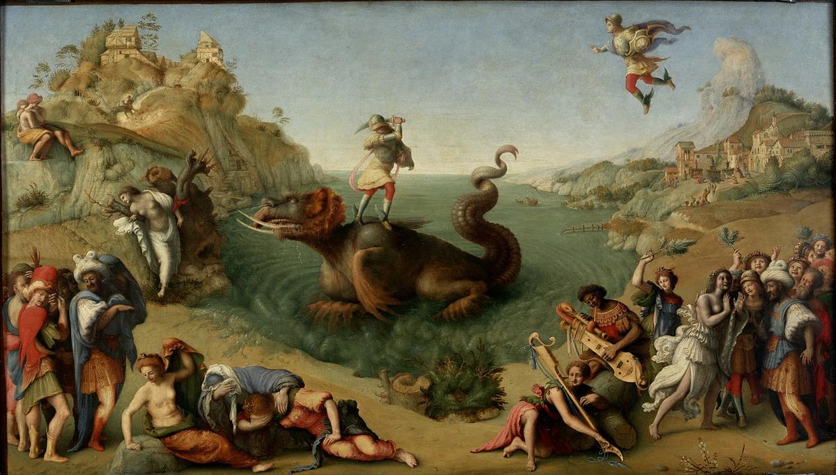 "Perseus Freeing Andromeda" by Piero di Cosimo, in an online exhibit by the Uffizi. (Public domain).