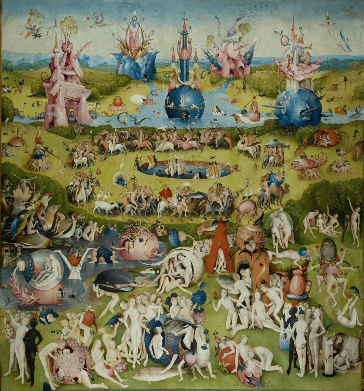 Hieronymus Bosch’s central panel of the triptych “The Garden of Earthly Delights.” Prado Museum, Madrid. (Public Domain)