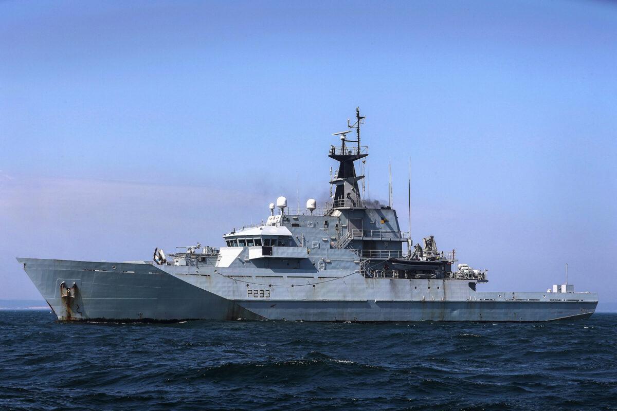 An undated image of British Royal Navy's HMS Mersey, which has been shadowing seven Russian ships alongside eight other Royal Navy vessels in UK waters, in this handout obtained March 26, 2020. (Royal Navy/Handout via Reuters)
