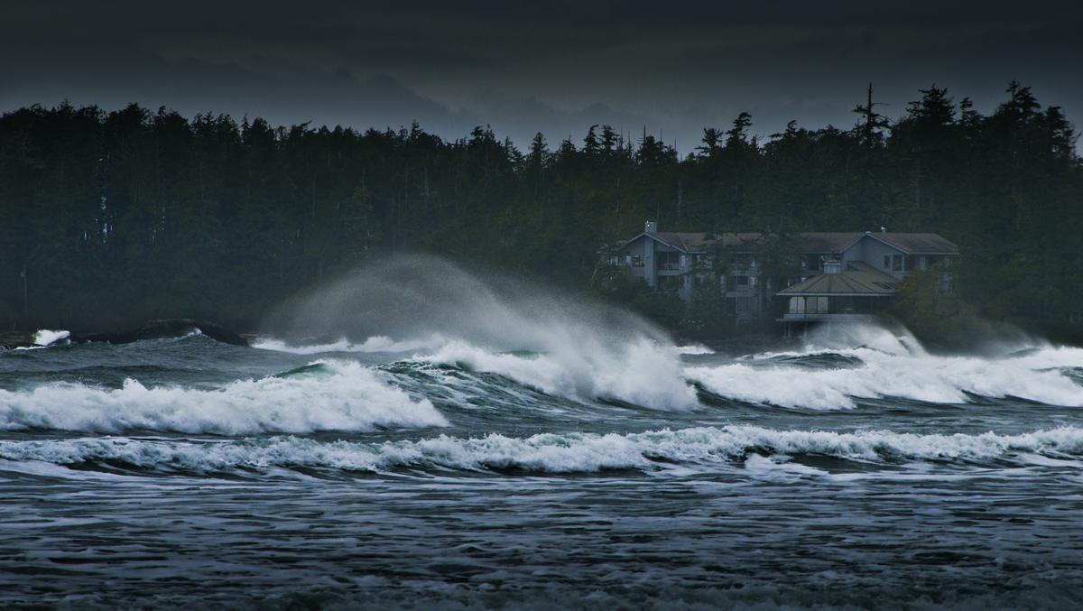 Storm-battered waves at the edge of The Wickaninnish Inn. (Sander Jain for The Wickaninnish Inn)
