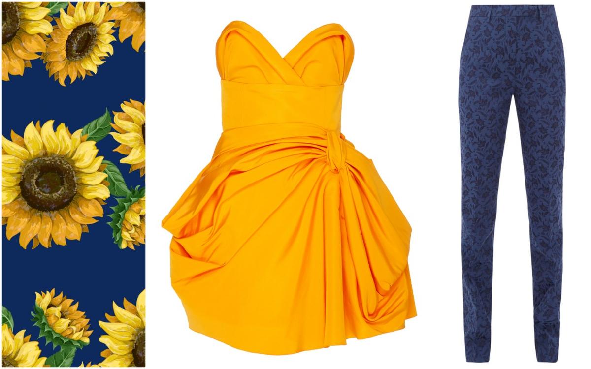 Bow-Embellished Silk-Poplin Mini Dress by Carolina Herrera, Altea floral-jacquard trousers by Eltro. (Yumeee/Shutterstock; Moda Operandi; Matchesfashion.com)