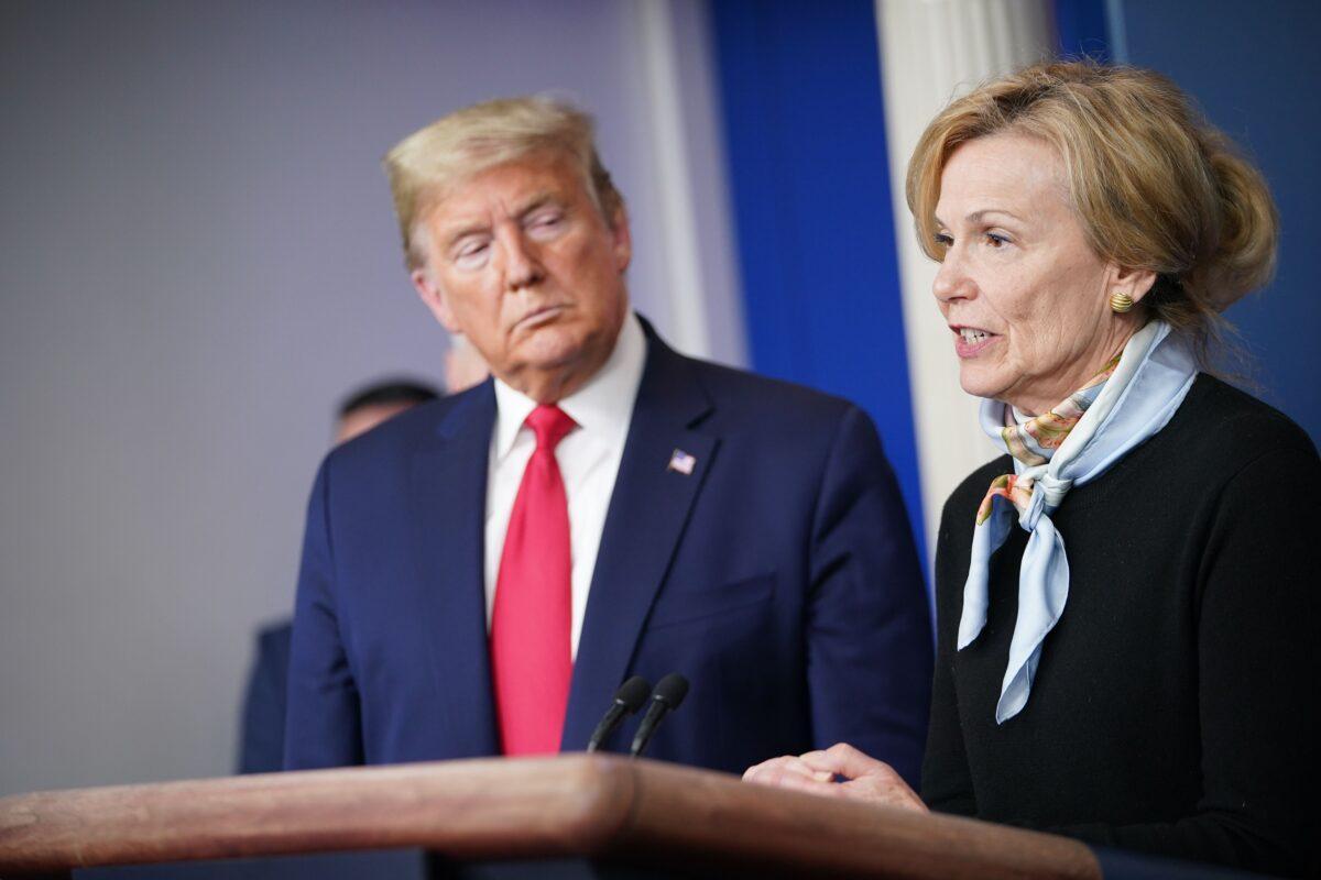 Response coordinator for the White House Coronavirus Task Force Deborah Birx speaks during the daily briefing on the CCP virus at the White House on March 24, 2020. (Mandel Ngan/AFP via Getty Images)