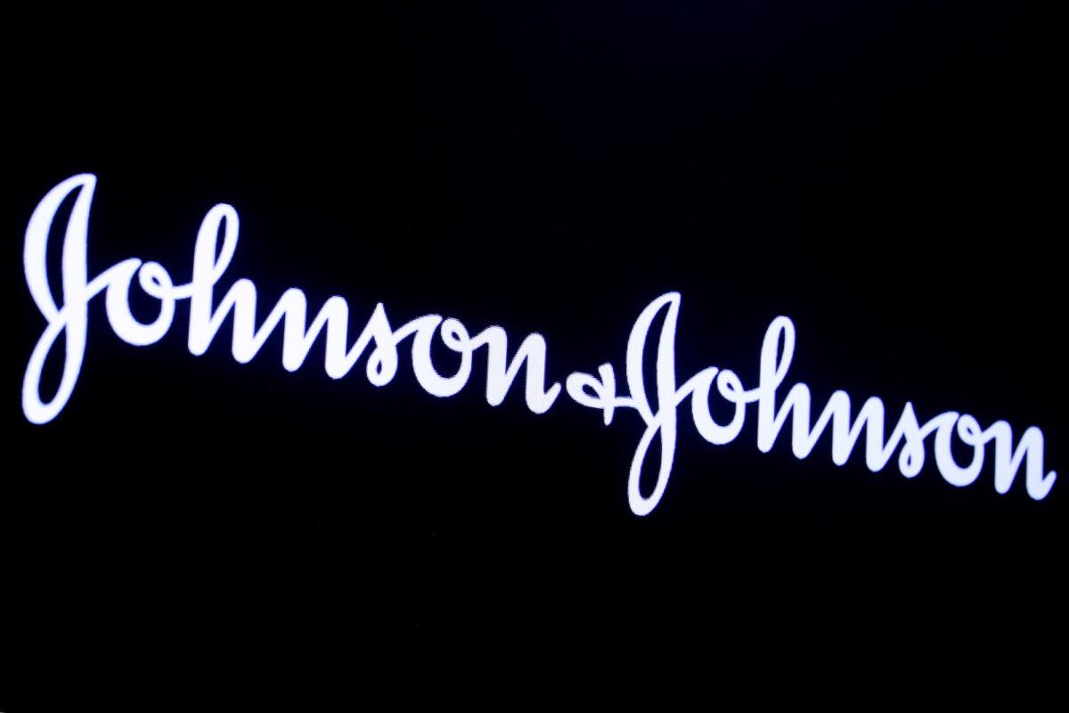 The company logo for Johnson & Johnson on a screen at the New York Stock Exchange in New York on Sept. 17, 2019. (Brendan McDermid/File Photo/Reuters)