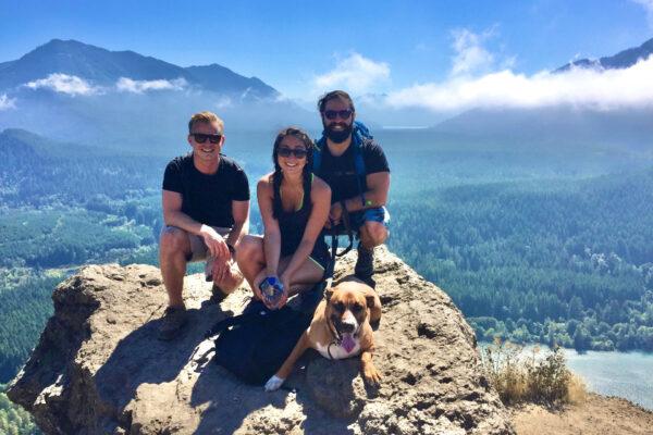 Orange County resident Jason Sievert (L) and friends enjoy a day hiking before he was diagnosed with COVID-19. (Courtesy of Jason Sievert)