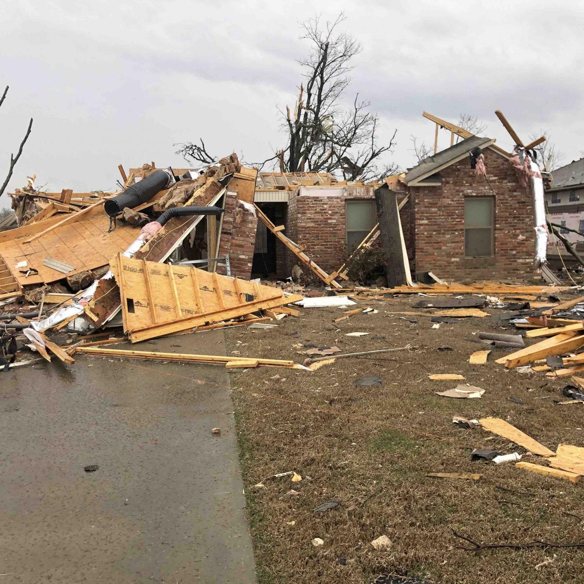 The Burks family home that was destroyed in the tornado. (Courtesy of Evan Clower/GoFundMe)