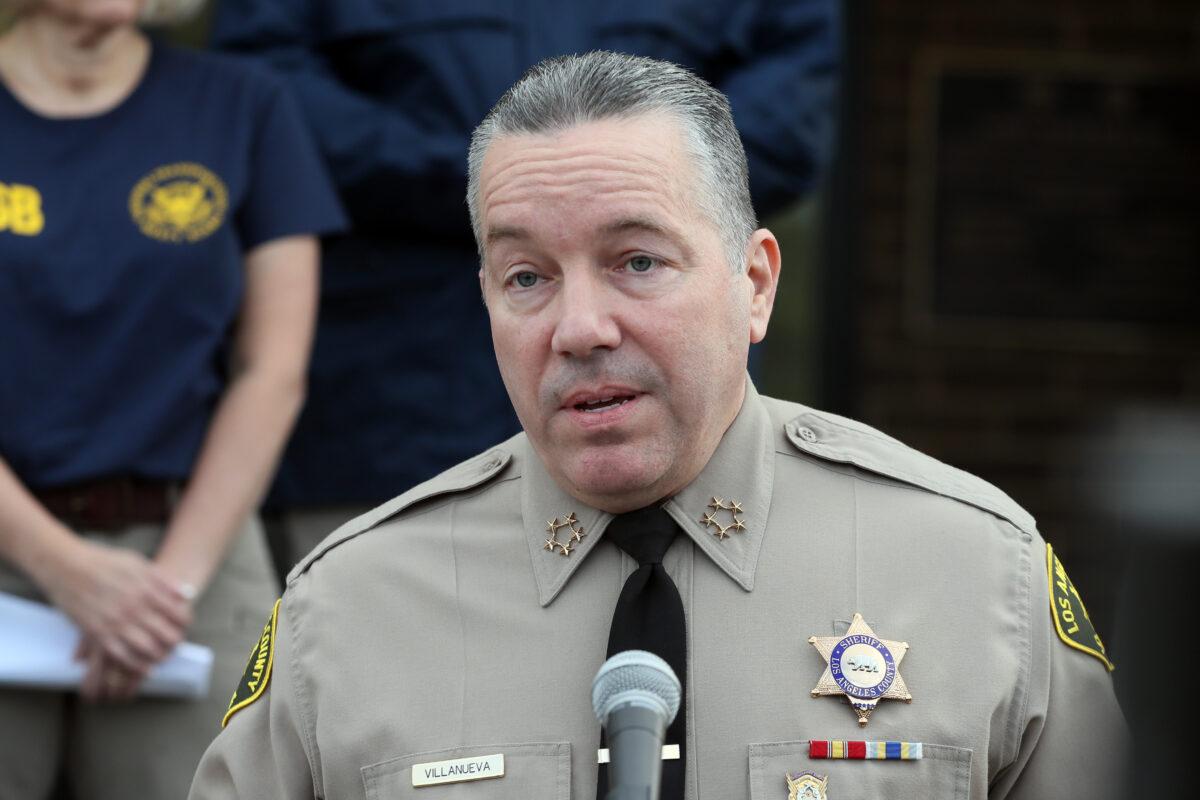 Los Angeles County Sheriff Alex Villanueva speaks at a news conference in Calabasas, California, on Jan. 27, 2020. (Josh Lefkowitz/Getty Images)