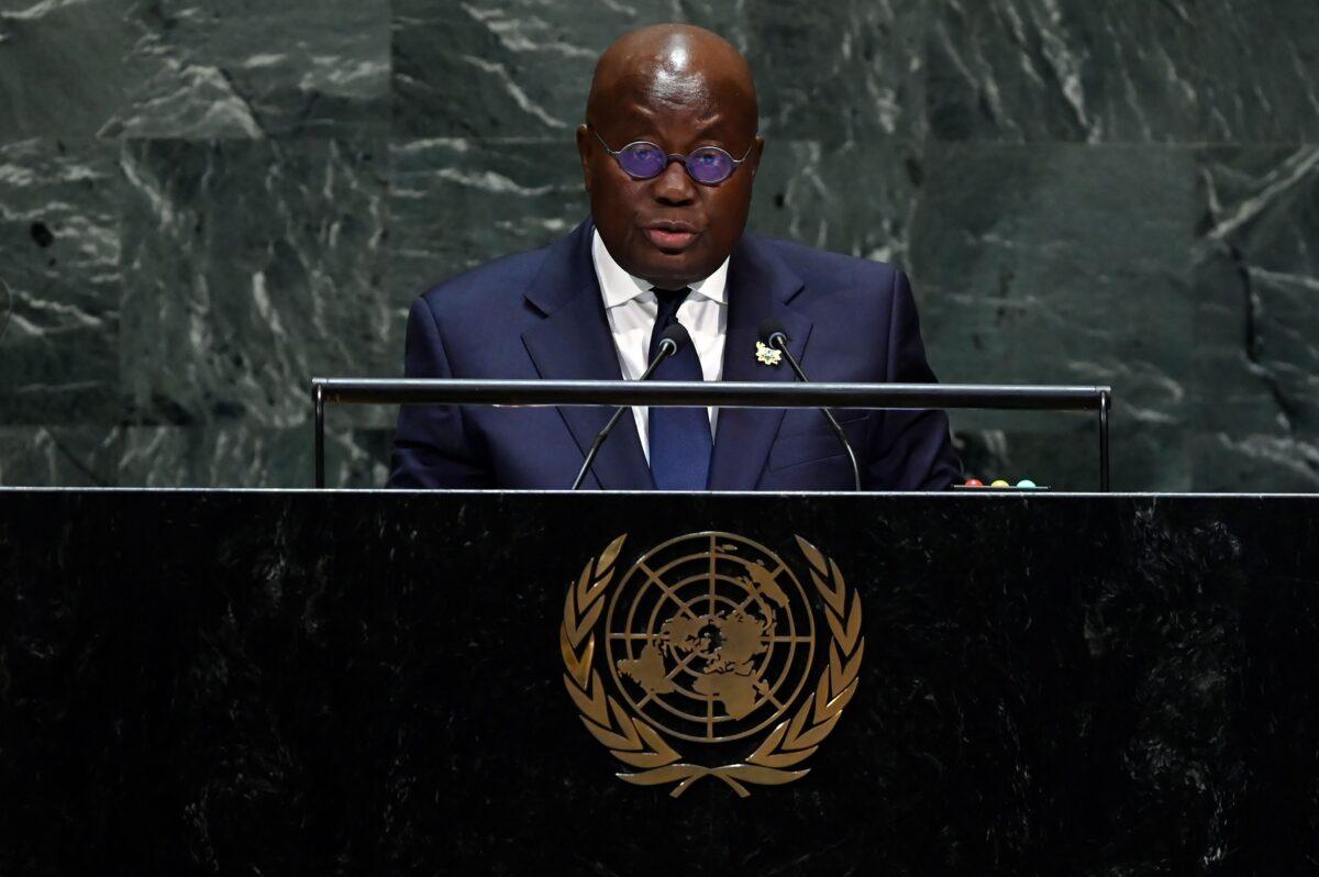 President of Ghana Nana Addo Dankwa Akufo-Addo speaks at the 74th Session of the General Assembly at the United Nations headquarters on Sept. 25, 2019 in New York. (Johannes Eisele/AFP via Getty Images)