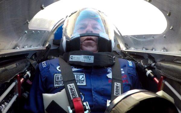 Mike Hughes sits in the cockpit of a homemade rocket while filmmaker Toby Brusseau documents the launch for his film <a href="https://www.realrocketman.com/">"Rocketman,"</a> in Amboy, Calif., on March 24, 2018. (<a href="http://www.tobybrusseau.com/">Toby Brusseau</a>)