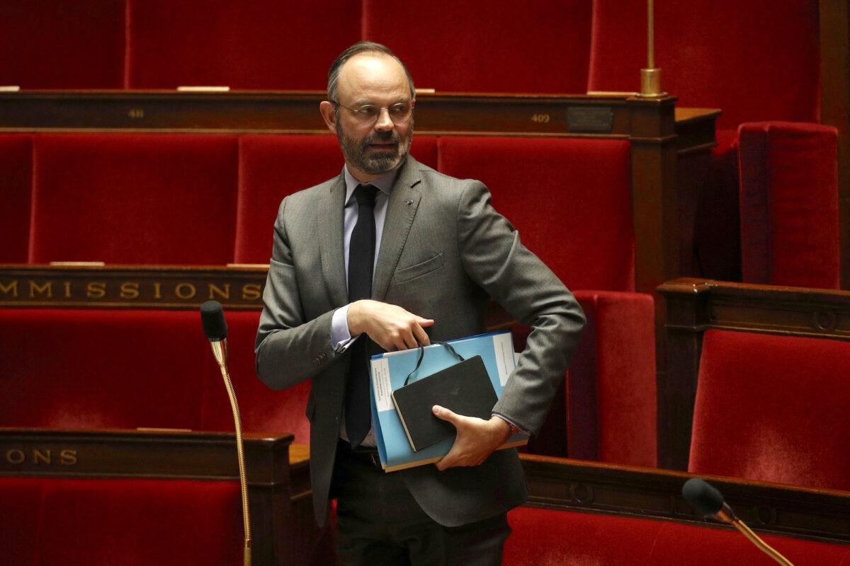French Prime Minister Edouard Philippe attends a briefing at the National Assembly in Paris, France, on March 31, 2020. (Yoan Valat/Pool via Reuters)