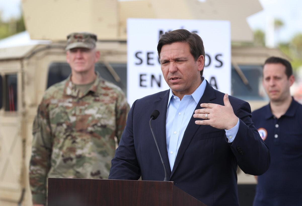 Florida Gov. Ron DeSantis speaks during a news conference in Miami Gardens, Florida, on March 30, 2020. (Joe Raedle/Getty Images)