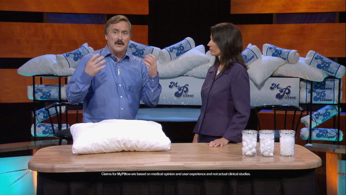 Mike Lindell ad-libbs during infomercial. (Courtesy of MyPillow)