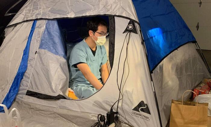 Doctor Treating COVID-19 Patients Moves Into Tent in Garage to Protect His Family