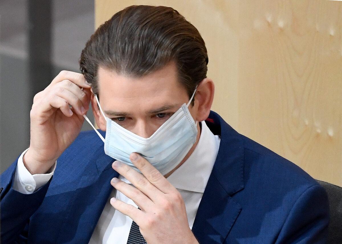Austria's Chancellor Sebastian Kurz wears a protective mask in Vienna on April 3, 2020. (Robert Jager/AFP via Getty Images)