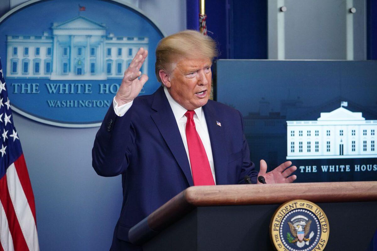 President Donald Trump speaks during the daily briefing on COVID-19 in the Brady Briefing Room at the White House in Washington on March 31, 2020. (Mandel Ngan/AFP via Getty Images)