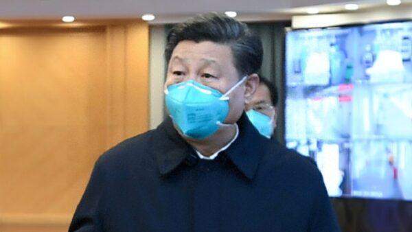 Chinese Communist Party leader Xi Jinping visits Huoshenshan Hospital in Wuhan, the epicenter of the CCP virus outbreak, Hubei Province, China, on March 10, 2020. (Xie Huanchi/Xinhua via Reuters)