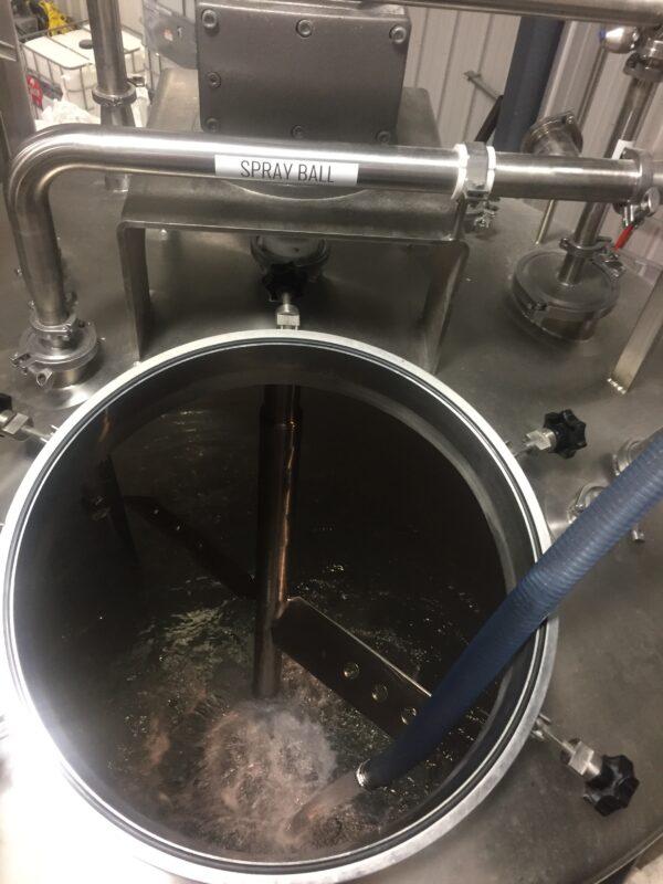 Hand sanitizer in the making at the Dancing Goat Distillery in Cambridge, Wis. (Courtesy of Dancing Goat Distillery)