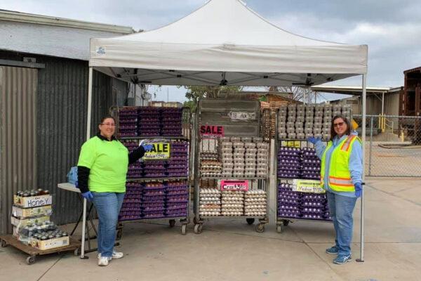 Team members stand ready to sell freshly packed eggs at Hilliker's Ranch Fresh Eggs in San Diego, Calif. (Courtesy of Frank Hilliker)