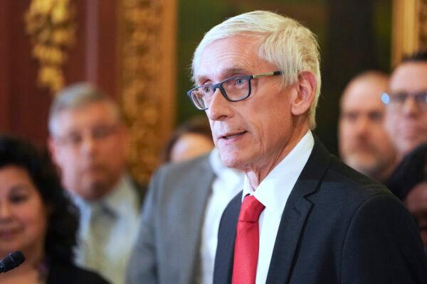 Wisconsin Gov. Tony Evers holds a press conference in Madison, Wis., on Feb. 6, 2020. (Steve Apps/Wisconsin State Journal/AP)