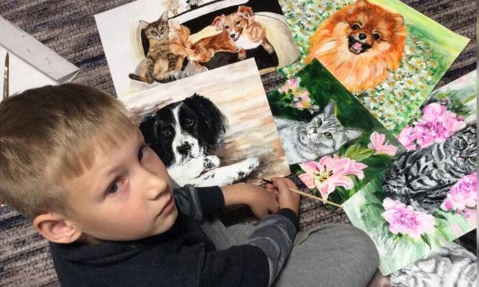 9-Year-Old Russian Painter Trades Pet Portraits for Pet Food and Medicine for Animal Shelter