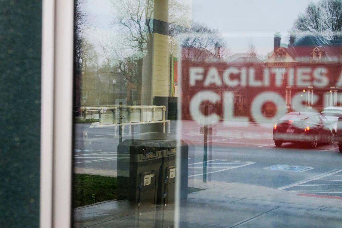 Polling stations throughout the were shut down as Gov. Mike DeWine called for the state's primaries to be pushed back to June in Columbus, Ohio, on March 17, 2020. (Matthew Hatcher/Getty Images)