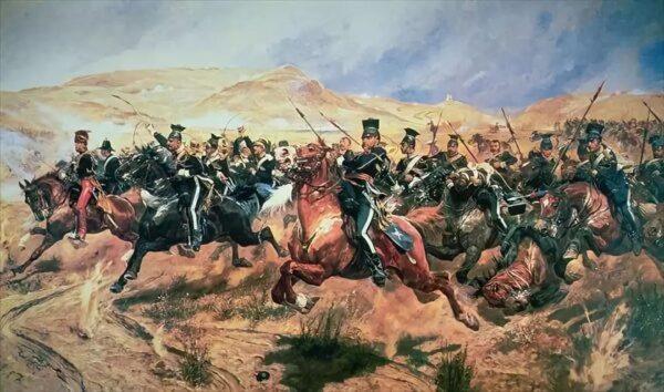 Release your inner actor and read Tennyson’s poem “The Charge of the Light Brigade.” The painting is by Richard Caton Woodville Jr. (Public Domain)