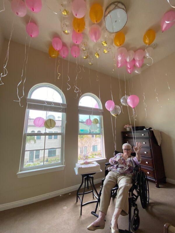 Margaret Jones celebrated her 91st birthday in her room at The Kensington Redondo Beach on April 7, 2020. (Photo by Cristal Chavez/Courtesy of Lucy Cavazos)