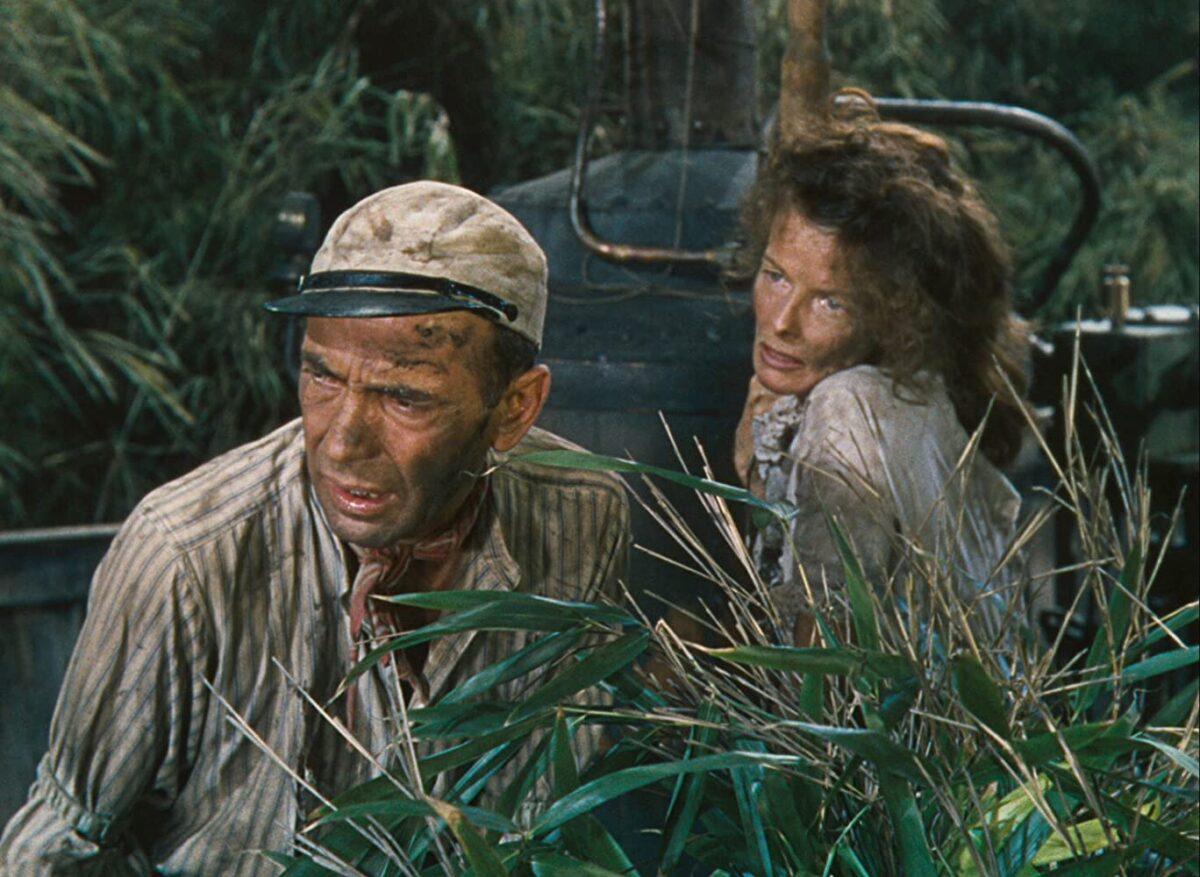 Rose Sayer (Katharine Hepburn) and Charlie Allnut (Humphrey Bogart) have an incredible adventure together. (United Artists)