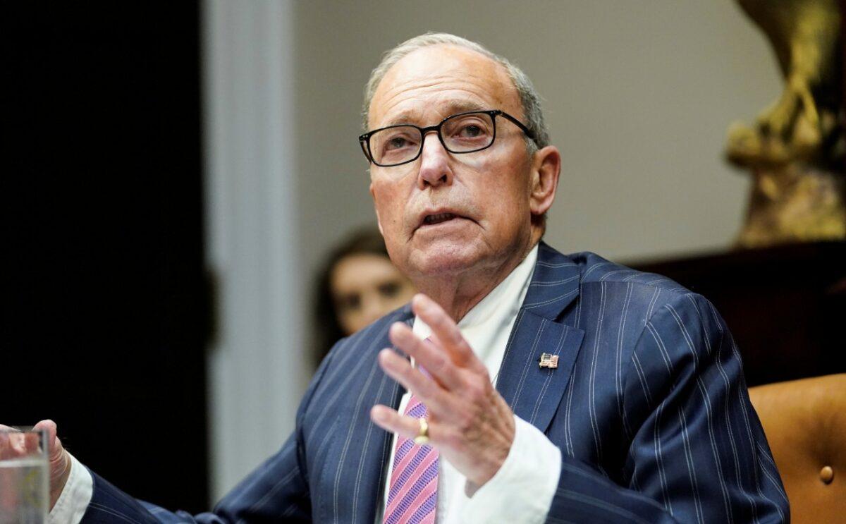 White House National Economic Council Director Larry Kudlow speaks in the Roosevelt Room at the White House in Washington, U.S., April 7, 2020. (Reuters/Kevin Lamarque)