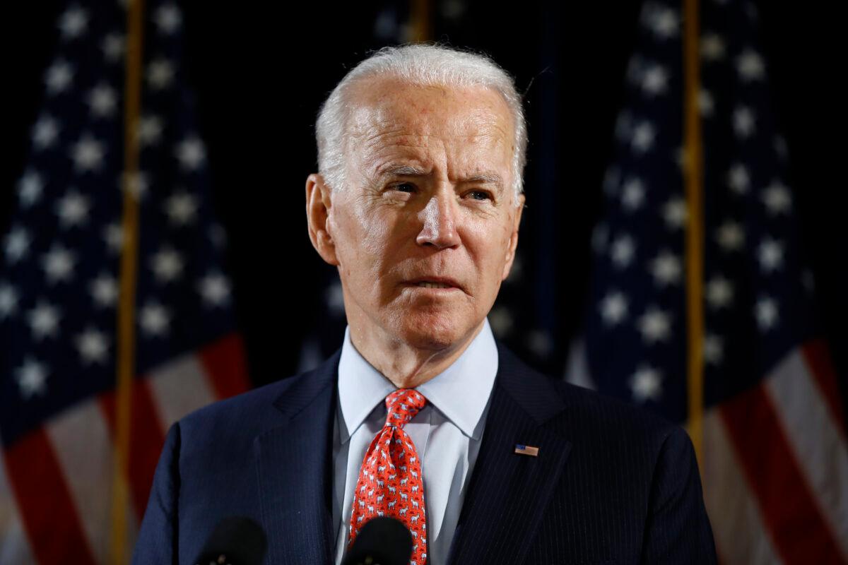 Democratic presidential candidate former Vice President Joe Biden speaks in Wilmington, Delaware, on March 12, 2020. (Matt Rourke/AP Photo)