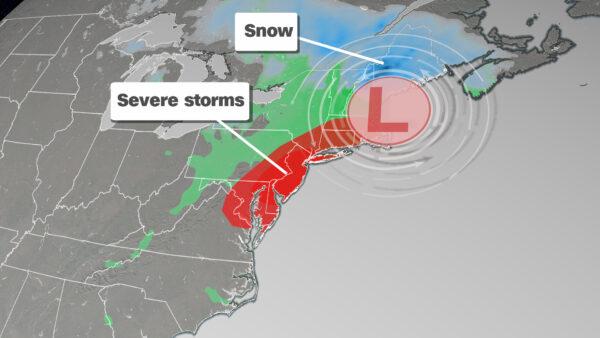 Severe storms move through New York at midday. (CNN Weather)