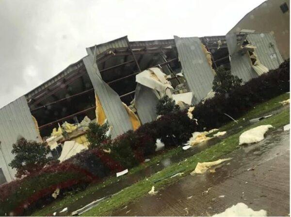 A damaged building at the Monroe Regional Airport complex, Monroe, La., on April 12, 2020. (City of Monroe via CNN)