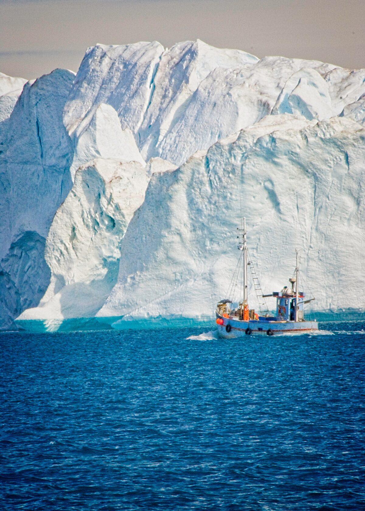 This fishing boat in Disko Bay will deliver its catch to a good-sized plant for processing shrimp and halibut in Ilulissat. (Copyright Fred J. Eckert)