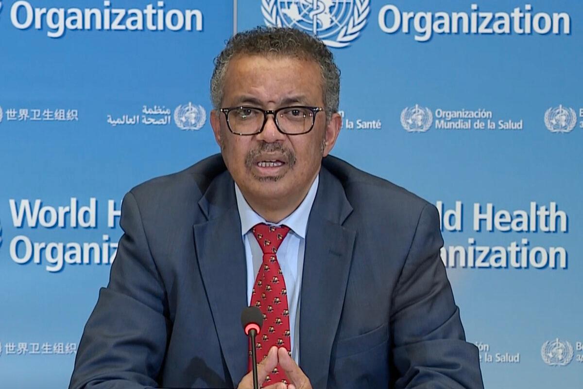 World Health Organization chief Dr. Tedros Adhanom Ghebreyesus at WHO headquarters in Geneva on April 6, 2020. (AFP via Getty Images)