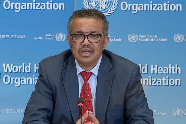 World Health Organization Chief Tedros Adhanom Ghebreyesus at the WHO headquarters in Geneva on April 6, 2020. (AFP via Getty Images)