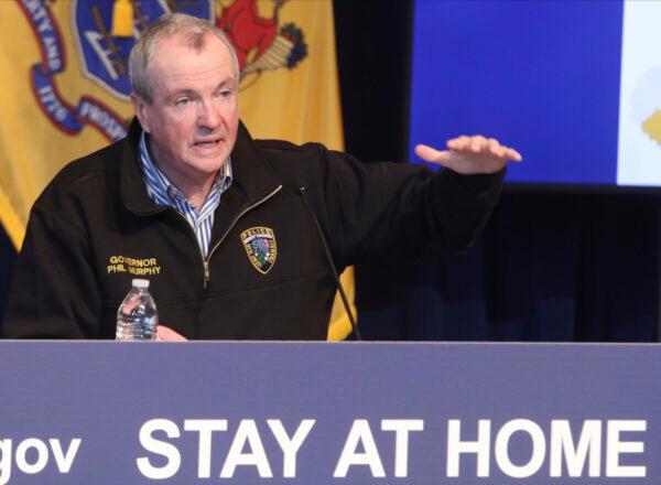 New Jersey Gov. Phil Murphy holds a news conference about the CCP virus in Trenton, New Jersey on April 11, 2020. (Chris Pedota/The Record via AP, Pool)