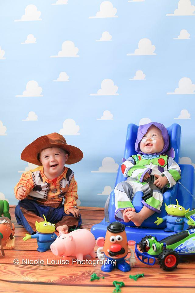 (L-R) Jackson Vaughan as Sheriff Woody and Rory Haywood as Buzz Lightyear from Toy Story. (Courtesy of Nicole Louise Photography)